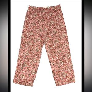 Eddie Bauer Pants Women's Size 12 Pink Floral Cotton Blend Casual Ankle Crop